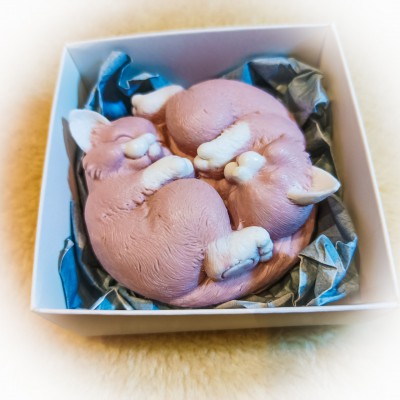 Мило ручної роботи «Коти Інь-Янь» в коробочці 8х8х3см