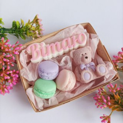 Набір мила ручної роботи "Вітаю, макарон, ведмедик"