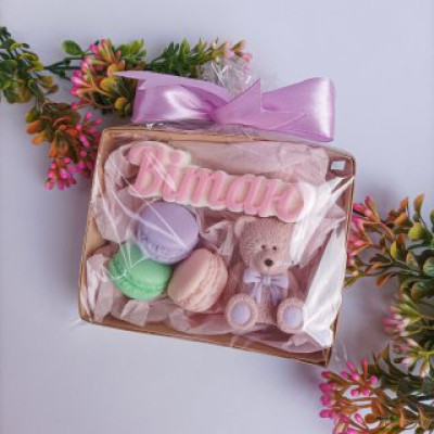 Набір мила ручної роботи "Вітаю, макарон, ведмедик"