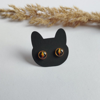 Сережки-гвіздочки ручної роботи з жовтими сухоцвітами Сережки-гвіздочки ручної роботи з жовтими сухоцвітами