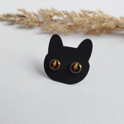 Сережки-гвіздочки ручної роботи з жовтими сухоцвітами Сережки-гвіздочки ручної роботи з жовтими сухоцвітами