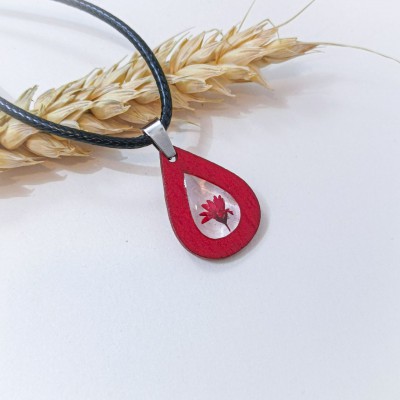 Кулон крапелька (дерево) з квіткою