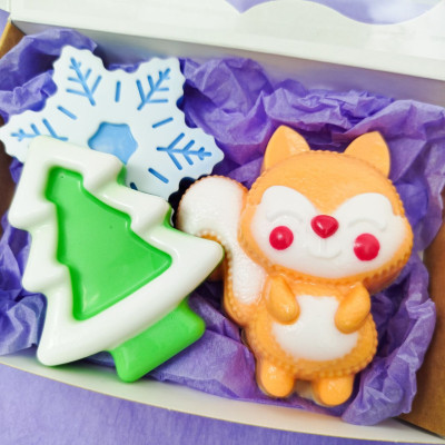 Новорічний подарунковий набір мила ручної роботи "Білочка"