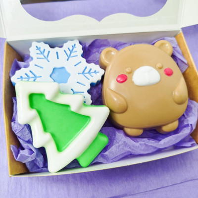 Новорічний подарунковий набір мила ручної роботи "Ведмедик"