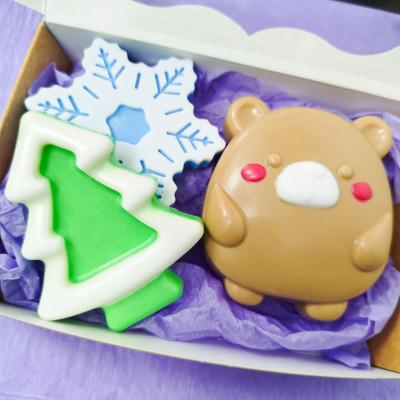 Новорічний подарунковий набір мила ручної роботи "Ведмедик"