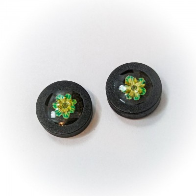 Дерев'яні сережки-гвіздочки з сухоцвітами V3