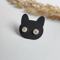 Сережки-гвіздочки ручної роботи  "Незабудки" 4