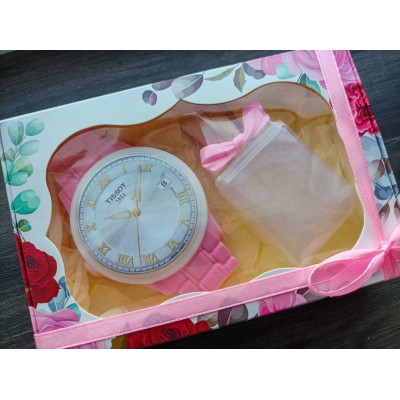 Подарунковий набір мила ручної роботи "Годинник з парфумами"