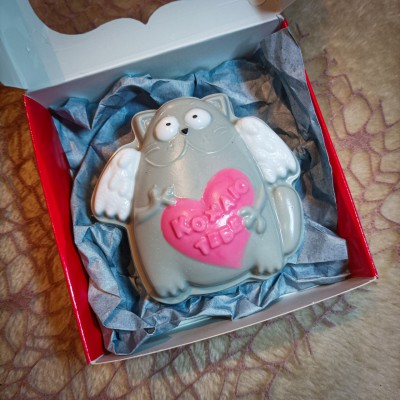 Мило ручної роботи «Кіт КОХАЮ» в коробочці 10х10х3см