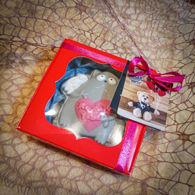 Мило ручної роботи «Кіт КОХАЮ» в коробочці 10х10х3см