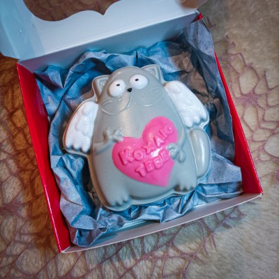 Мило ручної роботи «Кіт КОХАЮ» в коробочці 10х10х3см