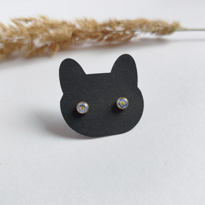 Сережки-гвіздочки ручної роботи "Незабудки"