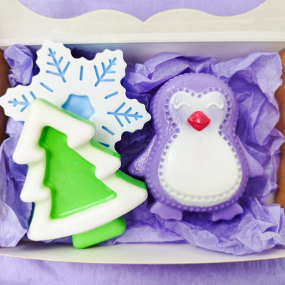 Новорічний подарунковий набір мила ручної роботи "Пінгвін"